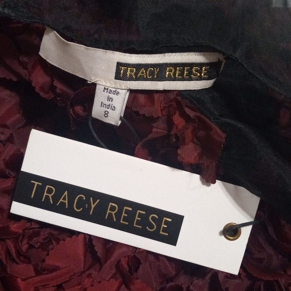 Anthropologie Tracy Reese Maroon 3D Floral Rose Cocktail Dress NWT - Picture 14 of 14